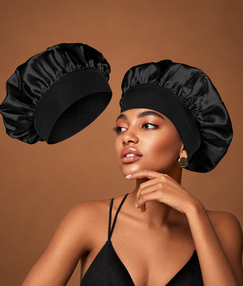 Bonnet en satin XL pour locks porté