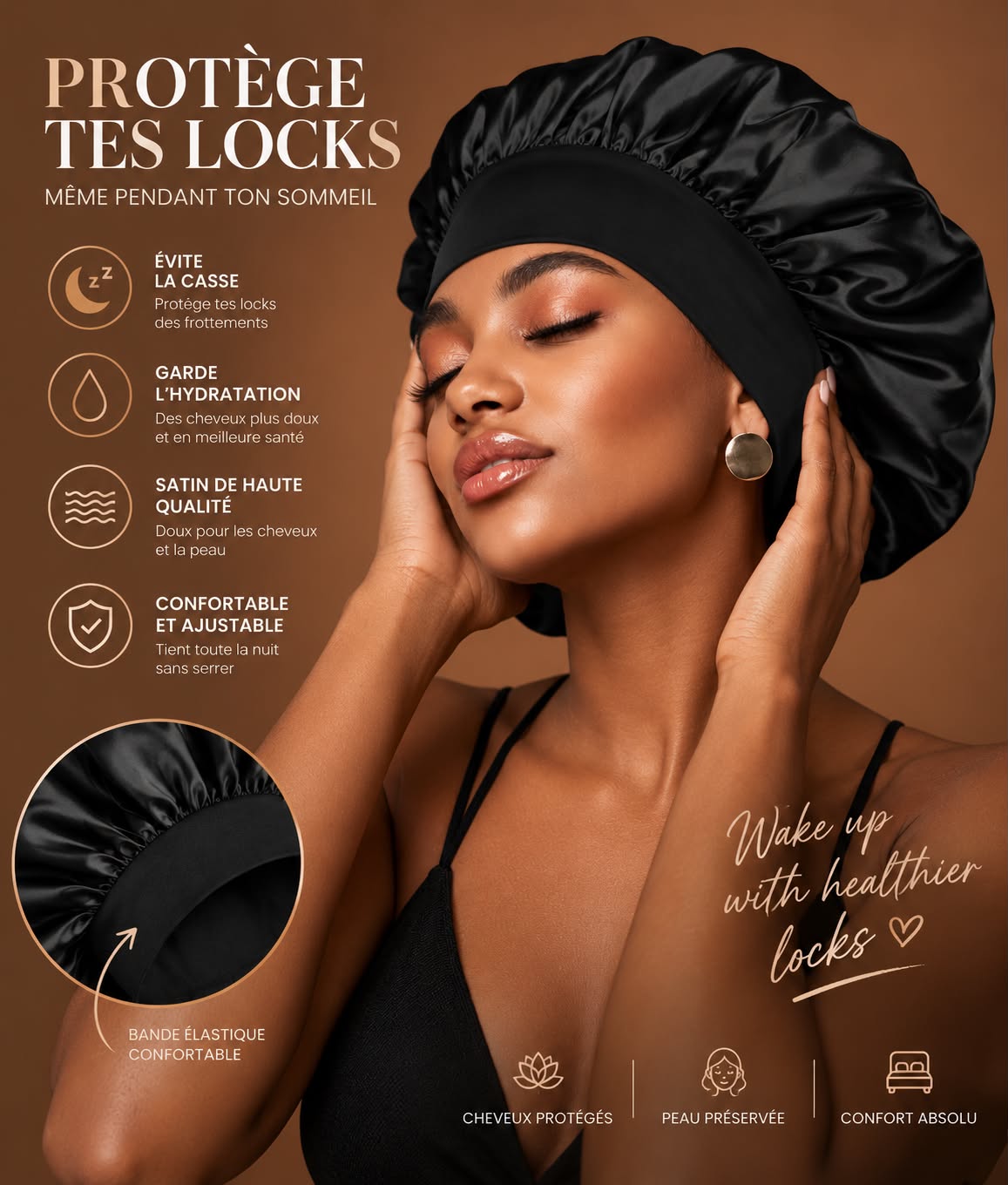 Bonnet en satin XL pour locks – photo 2